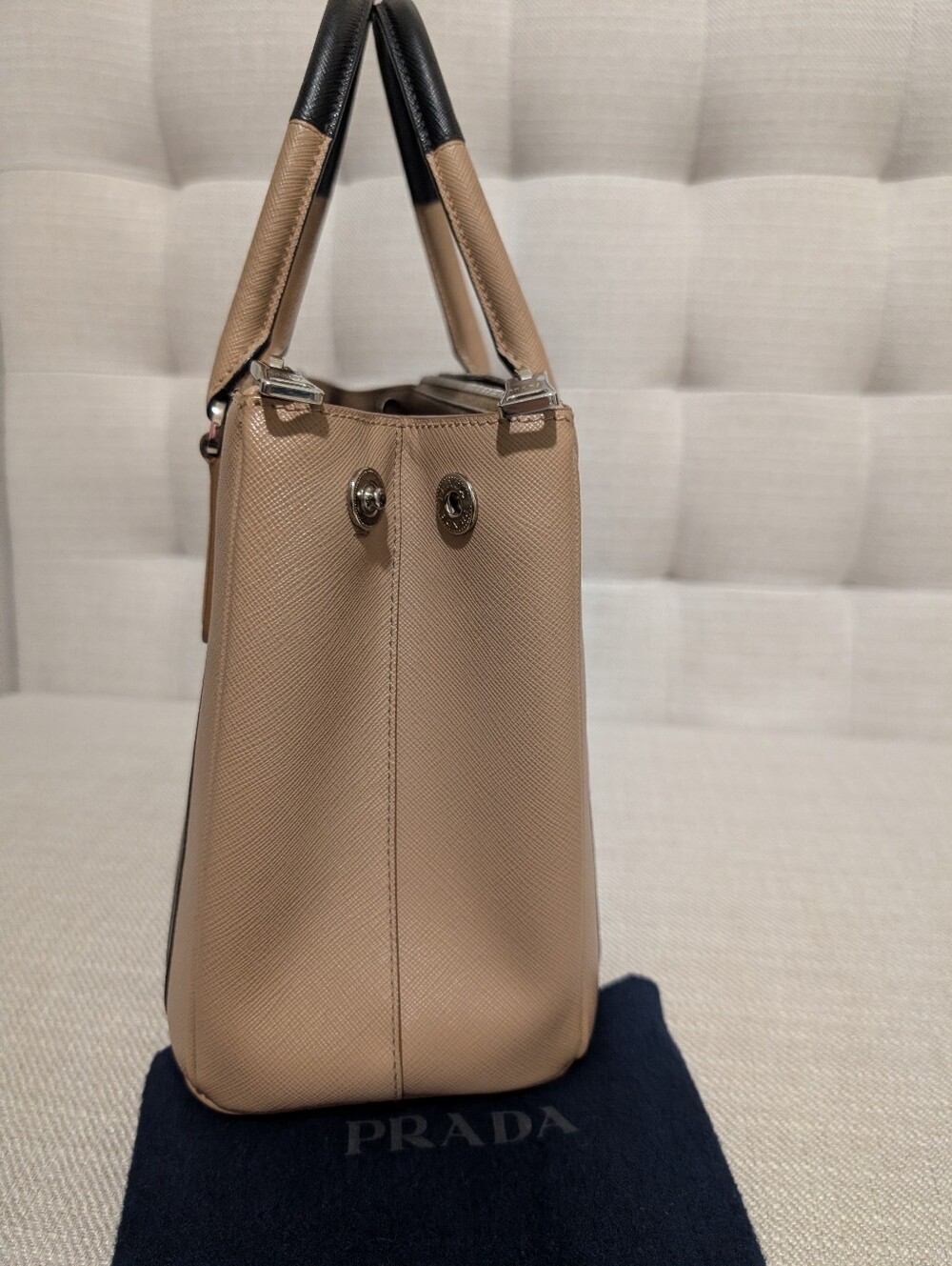 PRADA tricolor stripe Saffiano Top Handle Satchel - Picture 14 of 17